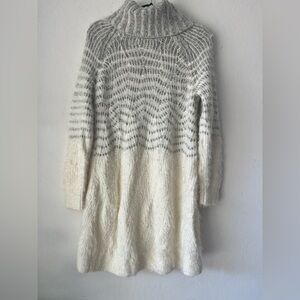 Cozy White and Gray Turtleneck Sweater